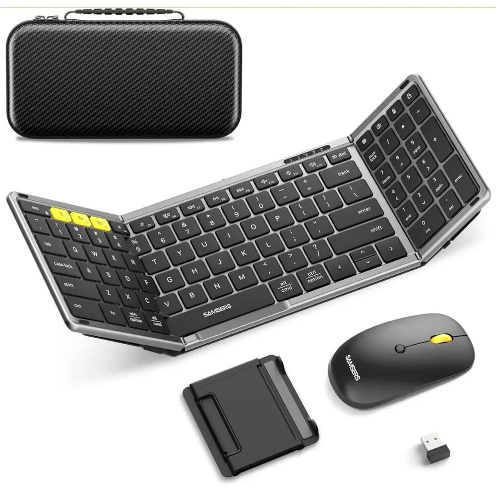 Samsers Foldable Bluetooth Keyboard & Mouse Combo USB-C Rechargeable Open Box